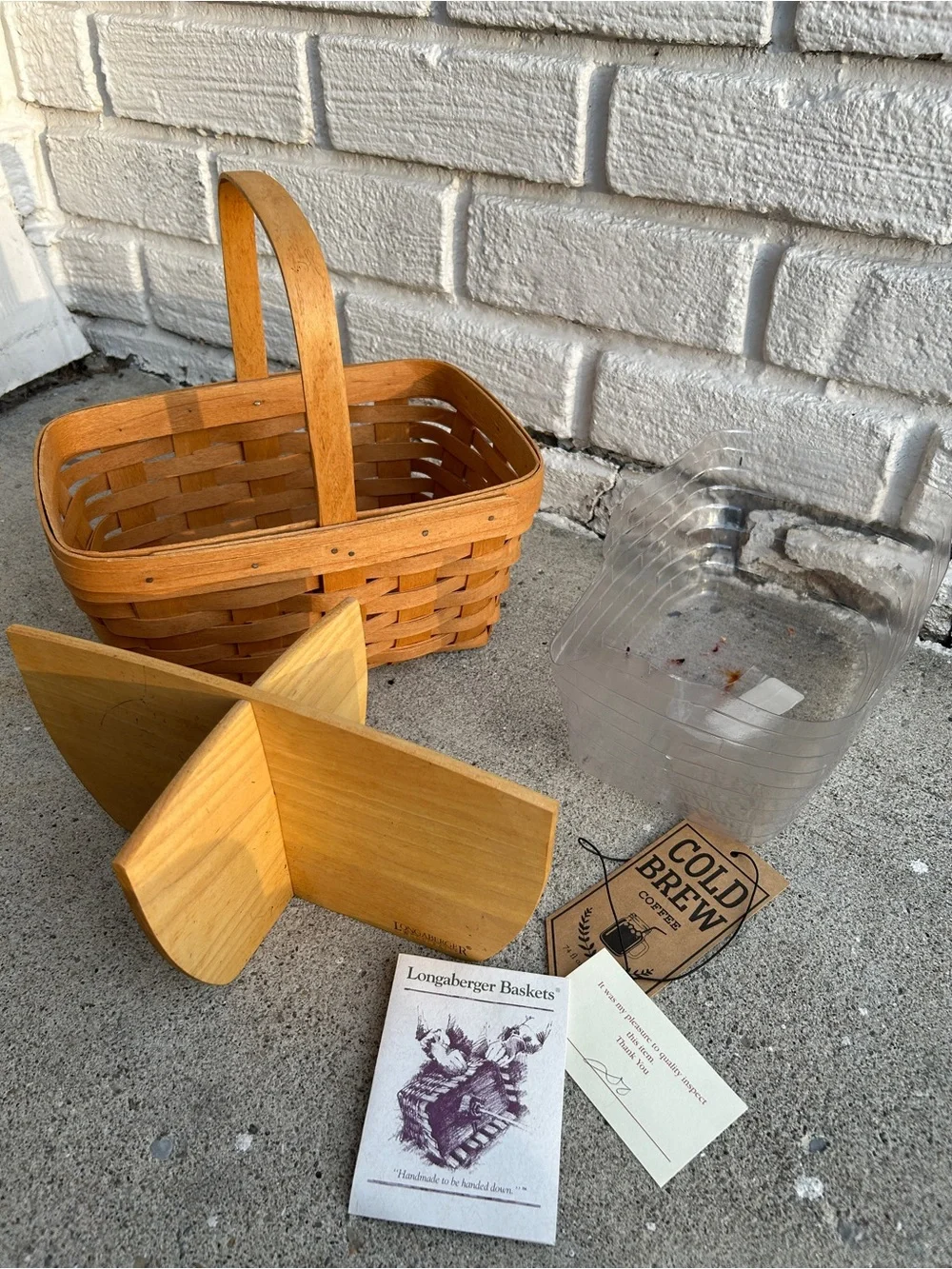 Vintage 1997 Longaberger Utensil Basket With Divider  Hand Woven USA 11x11x8